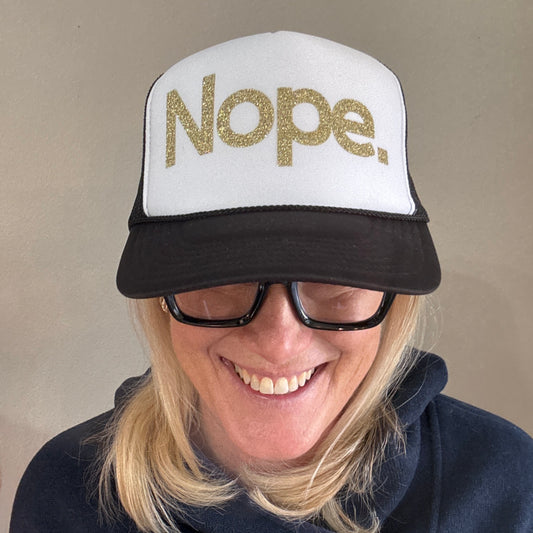 Midlifers Nope. black and white trucker