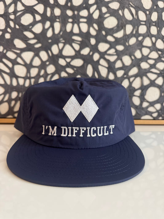 I'm Difficult navy nylon embroidery hat
