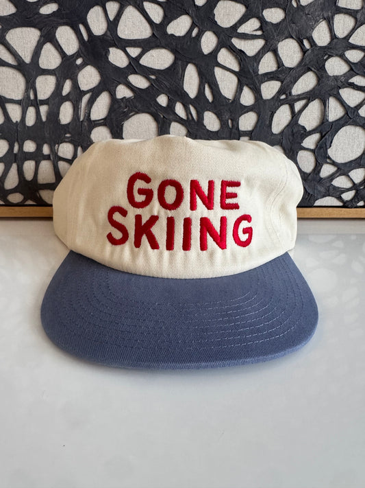 Gone Skiing canvas embroidery hat