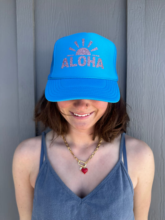 Aloha - Neon Blue Trucker
